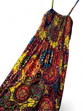 India Boutique Yellow Multicolor Midi Dress